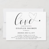 Invitation Amour Coeur Noir et blanc Couples modernes Douche (Devant)