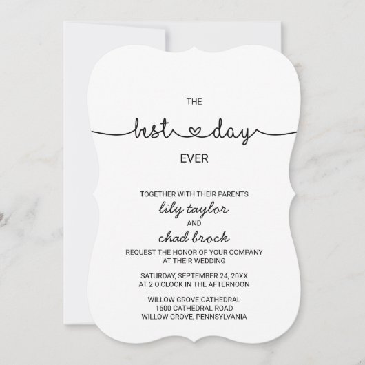 Invitation Amour Coeurs Meilleur Jour Jamais Mariage (Devant)