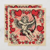 Invitation amour cupide vintage (Devant / Derrière)