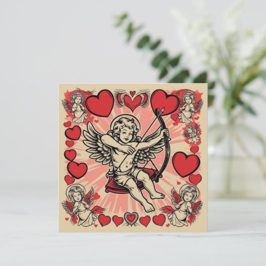 Invitation Amour cupide vintage (Debout devant)