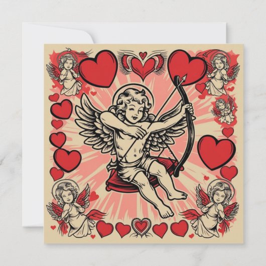 Invitation amour cupide vintage (Dos)