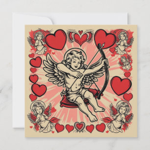 Invitation amour cupide vintage
