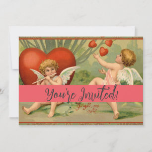 Invitation Amour Cupidons Antique Vintage Saint-Valentin