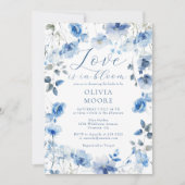 Invitation Amour dans Bloom Blue Fleur sauvage Fête des marié (Devant)