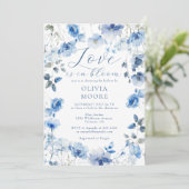 Invitation Amour dans Bloom Blue Fleur sauvage Fête des marié (Debout devant)