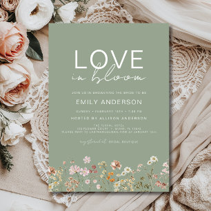 Invitation Amour dans Bloom Boho Fleur sauvage Fête des marié