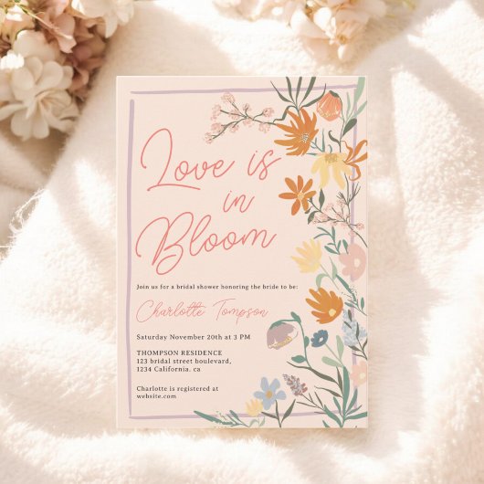 Invitation Amour dans Bloom Boho Floral Fleur sauvage Fête de