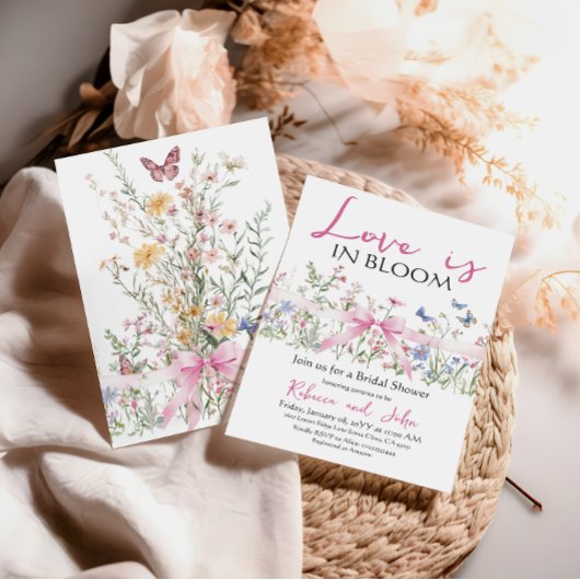 Invitation Amour dans Bloom Bow Fleur sauvage Fête des mariée