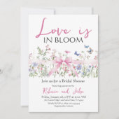 Invitation Amour dans Bloom Bow Fleur sauvage Fête des mariée (Devant)