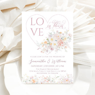 Invitation Amour dans Bloom Fleur sauvage souple Mariage