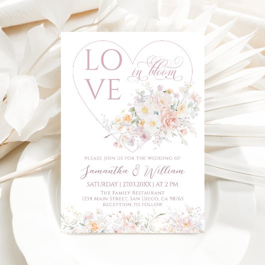 Invitation Amour dans Bloom Fleur sauvage souple Mariage