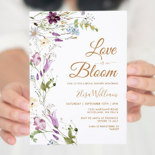 Invitation Amour dans Bloom Petite Fête des mariées Fleur sau