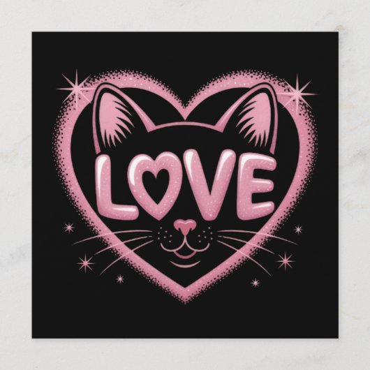 Invitation Amour de chat scintillant (Devant)