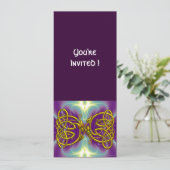 Invitation AMOUR DE DRAGON Nœuds Celtiques Or Violet Fantaisi (Debout devant)