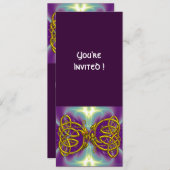 Invitation AMOUR DE DRAGON Nœuds Celtiques Or Violet Fantaisi (Devant / Derrière)