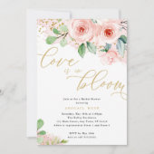 Invitation Amour de Fête des mariées en fleur, Fleurs d'or ro (Devant)