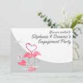 Invitation Amour de flamant rose sous la pleine lune - Faire- (Debout devant)