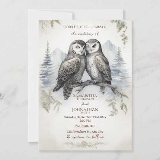 Invitation Amour de hibou rustique (Devant)
