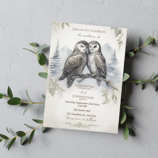 Invitation Amour de hibou rustique