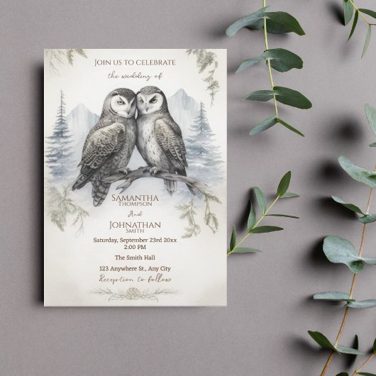 Invitation Amour de hibou rustique
