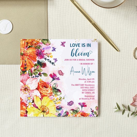 Invitation Amour de jardin en fleurs shower de mariage champê
