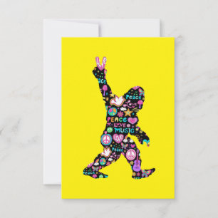 Invitation Amour de la paix Bigfoot Hippie Drôle Amateur de B