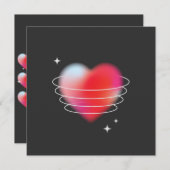 Invitation Amour de l'espace, coeur rouge hitech design valen (Devant / Derrière)