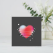 Invitation Amour de l'espace, coeur rouge hitech design valen (Debout devant)