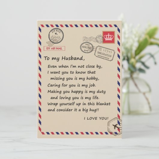 Invitation Amour de Mari | Lettre à mon mari je t'aime (Debout devant)