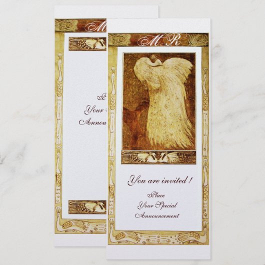 Invitation AMOUR DE MARIAGE MONOGRAMME PAON Perle Blanche (Devant / Derrière)