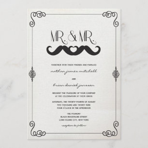 Invitation Amour de Moustache M. & M. Mariage Gay Vintage Pap