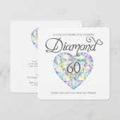 Invitation Amour de noces de diamant si fort cœur aquarelle (Devant / Derrière)