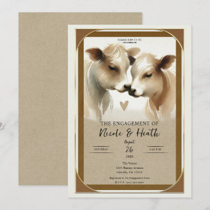 Invitation Amour de vache Crème marron Fête d'engagement de c