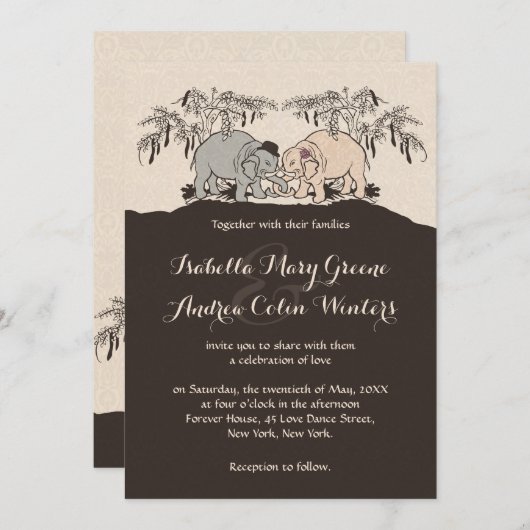 Invitation Amour d'éléphant (Devant / Derrière)