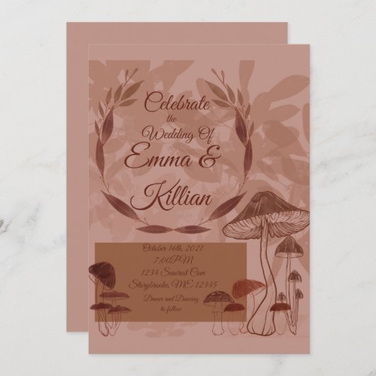 Invitation Amour des champignons (Devant / Derrière)