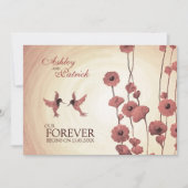 Invitation Amour des colibris et Mariage des fleurs rouges pe (Devant)