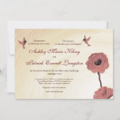 Invitation Amour des colibris et Mariage des fleurs rouges pe (Dos)