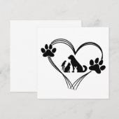 Invitation Amour des pattes d'animaux (Devant / Derrière)