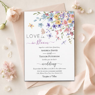Invitation Amour élégant en fleurs Libellules Mariage