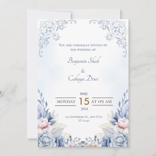 Invitation Amour Élégant : Notre fête Mariage (Devant)