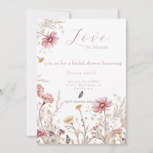 Invitation Amour en fleur Douche nuptiale (Devant)