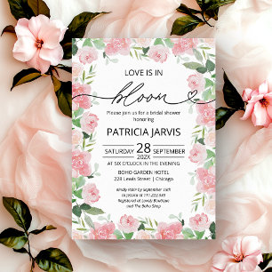 Invitation Amour en Fleur : Fête de Mariage aux Fleurs Roses