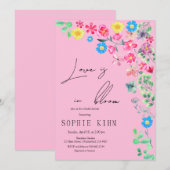 Invitation Amour En Fleur Fête des mariées Florale Rose (Devant / Derrière)