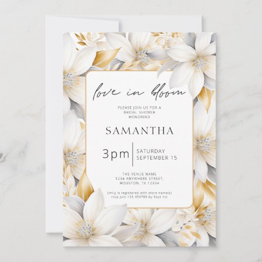 Invitation Amour En Fleur Fête des mariées Frontale Florale (Devant)