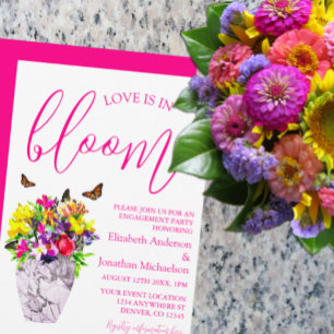 Invitation Amour En Fleur Fleur Partie D'Engagement