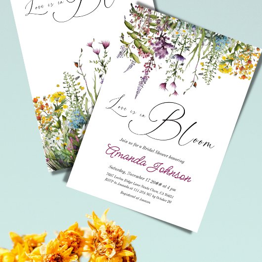 Invitation Amour en Fleur Fleur sauvage Fête des mariées de j