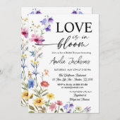 Invitation Amour en fleur fleur sauvage fleurie douche nuptia (Devant / Derrière)