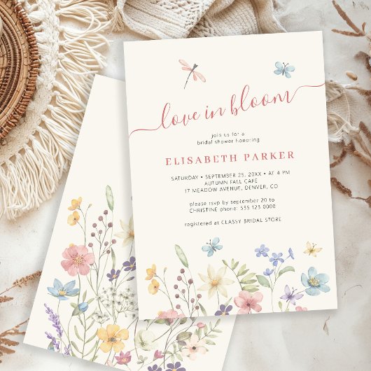 Invitation Amour en fleur fleur sauvage nuptiale douche