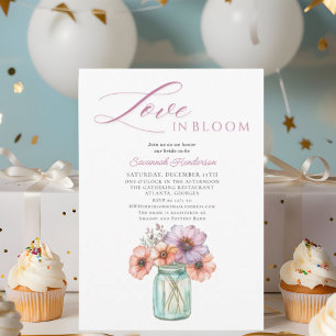 Invitation Amour En Fleur Floral Mason Jar Fête des mariées