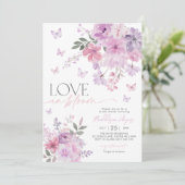 Invitation Amour en Fleur Floral Purple Butterfly Bridal (Debout devant)